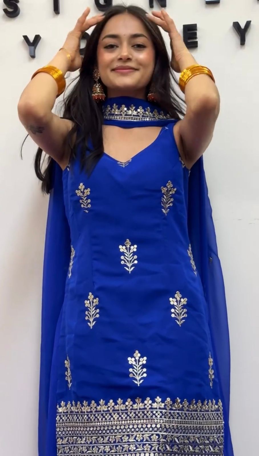 Royal Blue Faux Georgette Sequence Lace Work Salwar Suit | Jump Suits, Tops & Bottoms, Track Suits, Salwar suit, Casual Suits, Creative suits, Designer Suits, Palazzo Suits, Party Wear Suits, Patiala Suits, Straight Suits, Trendy Wear