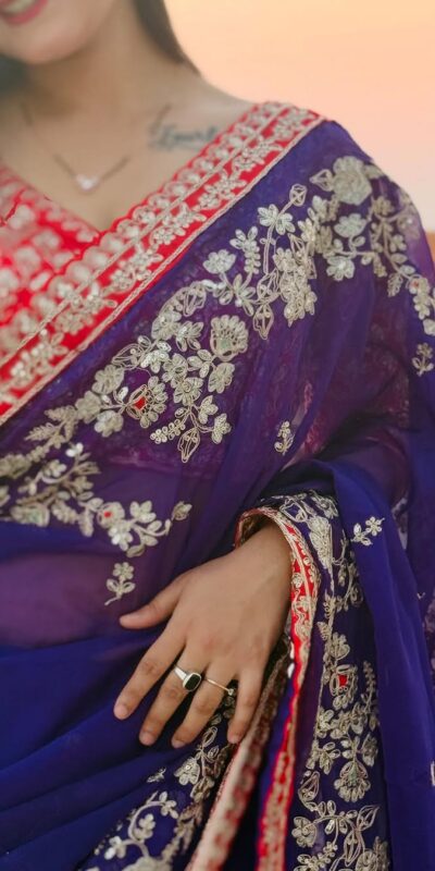 Royal Blue Georgette With Embroidery Work Saree | Sarees, Bollywood Sarees, Creative Sarees, Designer Sarees, Embroidered Sarees, Ethnic Saree, Modern Digital sarees, Party Wear Sarees
