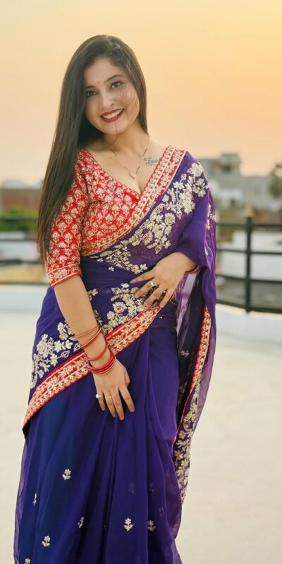 Royal Blue Georgette With Embroidery Work Saree | Sarees, Bollywood Sarees, Creative Sarees, Designer Sarees, Embroidered Sarees, Ethnic Saree, Modern Digital sarees, Party Wear Sarees