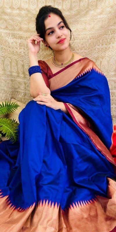 Royal Blue Soft Lichi Silk Jacquard Work Saree | Sarees, Bollywood Sarees, Creative Sarees, Designer Sarees, Embroidered Sarees, Ethnic Saree, Modern Digital sarees, Party Wear Sarees