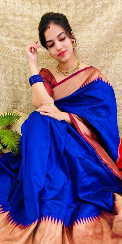 Royal Blue Soft Lichi Silk Jacquard Work Saree | Sarees, Bollywood Sarees, Creative Sarees, Designer Sarees, Embroidered Sarees, Ethnic Saree, Modern Digital sarees, Party Wear Sarees