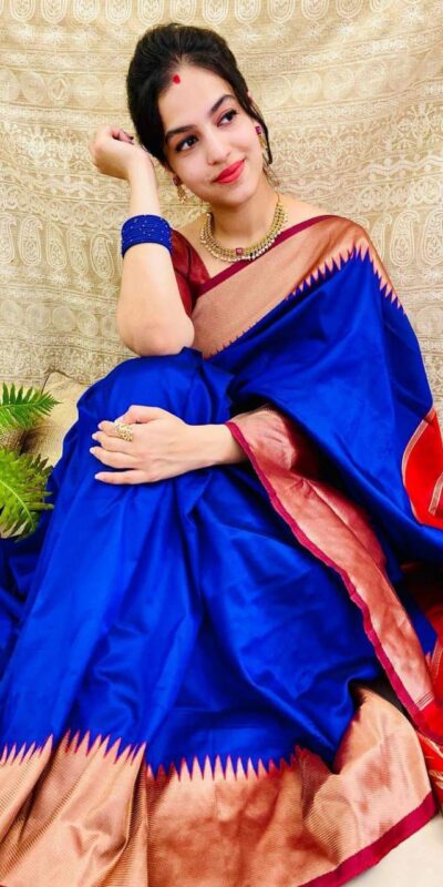 Royal Blue Soft Lichi Silk Jacquard Work Saree | Sarees, Bollywood Sarees, Creative Sarees, Designer Sarees, Embroidered Sarees, Ethnic Saree, Modern Digital sarees, Party Wear Sarees