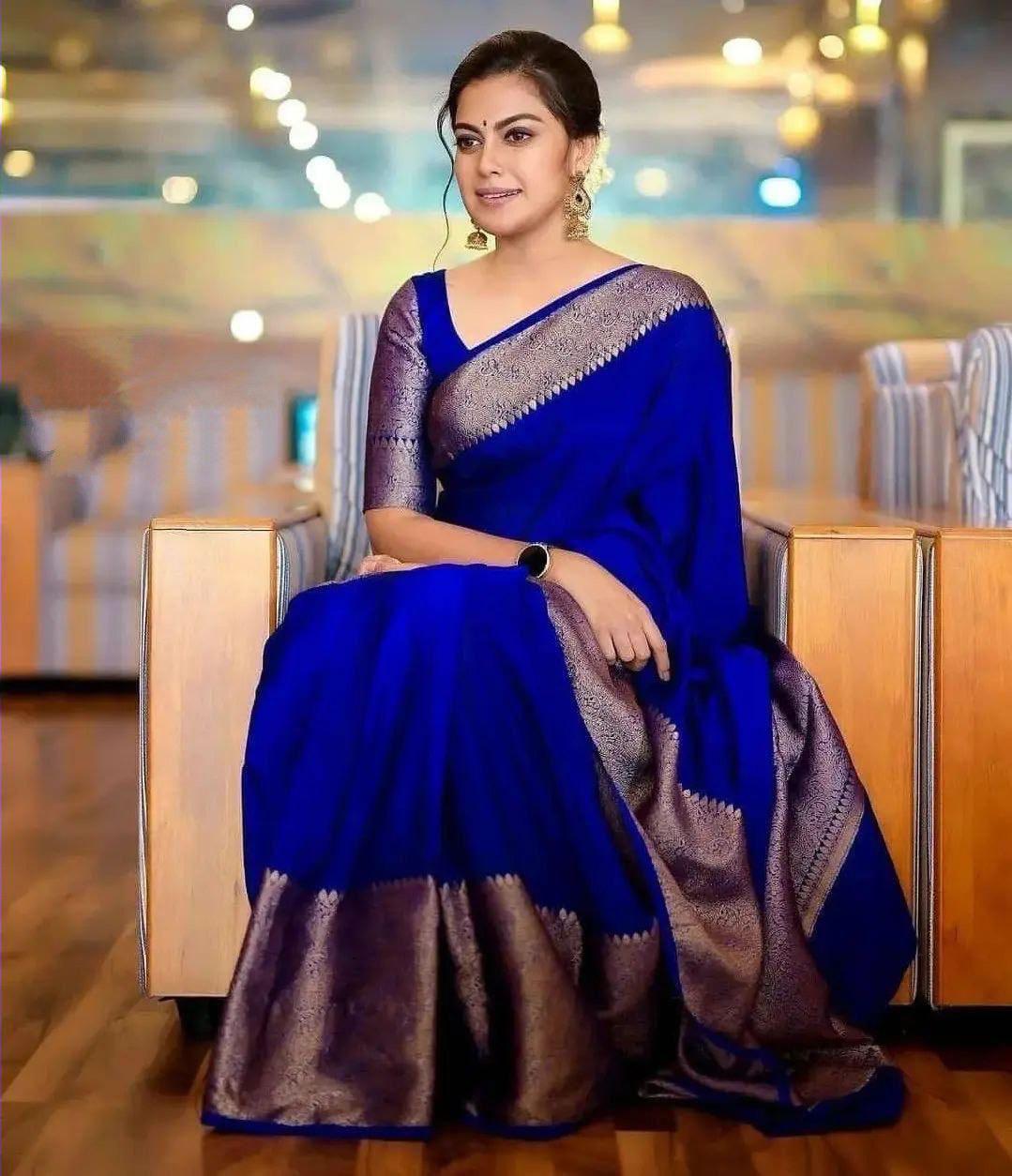 Royal Blue Soft Litchi Silk Jacquard Work Saree | Sarees, Bollywood Sarees, Creative Sarees, Designer Sarees, Embroidered Sarees, Ethnic Saree, Modern Digital sarees, Party Wear Sarees
