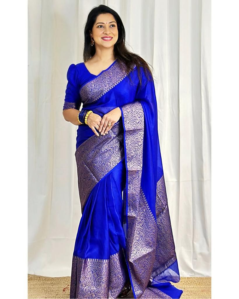 Royal Blue Soft Silk Jacquard All Over Saree | Sarees, Bollywood Sarees, Creative Sarees, Designer Sarees, Embroidered Sarees, Ethnic Saree, Modern Digital sarees, Party Wear Sarees