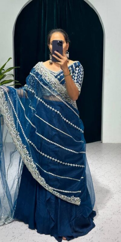 Royal Blue Vichitra Embroidery Lehenga Saree | Lehenga, Bollywood Lehenga, Creative Lehenga, Designer Lehenga, Embroidered Lehenga, Party Wear Lehenga