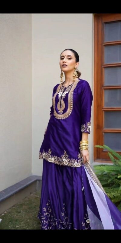 Royal Purple Chinon Thread Sequence Work Salwar Suit | Jump Suits, Salwar suit, Casual Suits, Creative suits, Designer Suits, Palazzo Suits, Party Wear Suits, Patiala Suits, Straight Suits