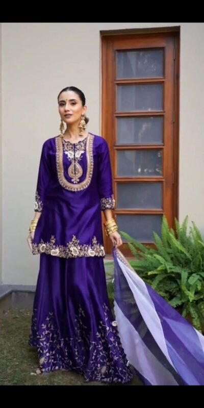 Royal Purple Chinon Thread Sequence Work Salwar Suit | Jump Suits, Salwar suit, Casual Suits, Creative suits, Designer Suits, Palazzo Suits, Party Wear Suits, Patiala Suits, Straight Suits