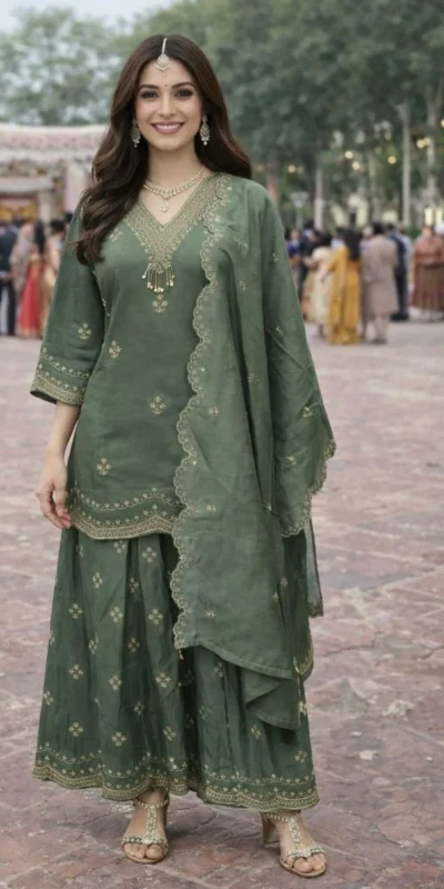 FC 4261 Green Color Roman Silk Salwar Suit with Embroidery Work. Available at ₹2549 only. Delivery 4-6 Working Days. Shop now. | Jump Suits, Salwar suit, Casual Suits, Creative suits, Designer Suits, Palazzo Suits, Party Wear Suits, Patiala Suits, Straight Suits