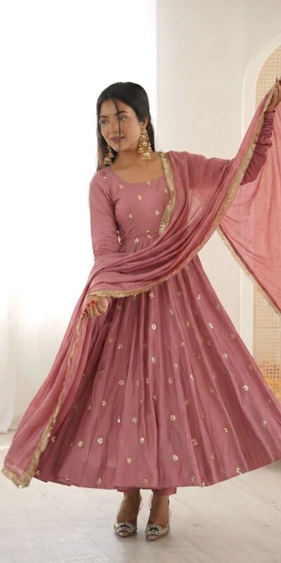 Shiny Peach Roman Silk Embroidery Work Salwar Suit | Jump Suits, Salwar suit, Casual Suits, Creative suits, Designer Suits, Palazzo Suits, Party Wear Suits, Patiala Suits, Straight Suits
