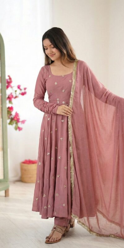 Shiny Peach Roman Silk Embroidery Work Salwar Suit | Jump Suits, Salwar suit, Casual Suits, Creative suits, Designer Suits, Palazzo Suits, Party Wear Suits, Patiala Suits, Straight Suits