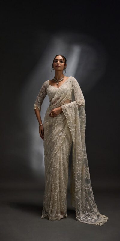 Silver Mono Net Embroidery Sequins Work Saree | Sarees, Bollywood Sarees, Creative Sarees, Designer Sarees, Embroidered Sarees, Ethnic Saree, Modern Digital sarees, Party Wear Sarees