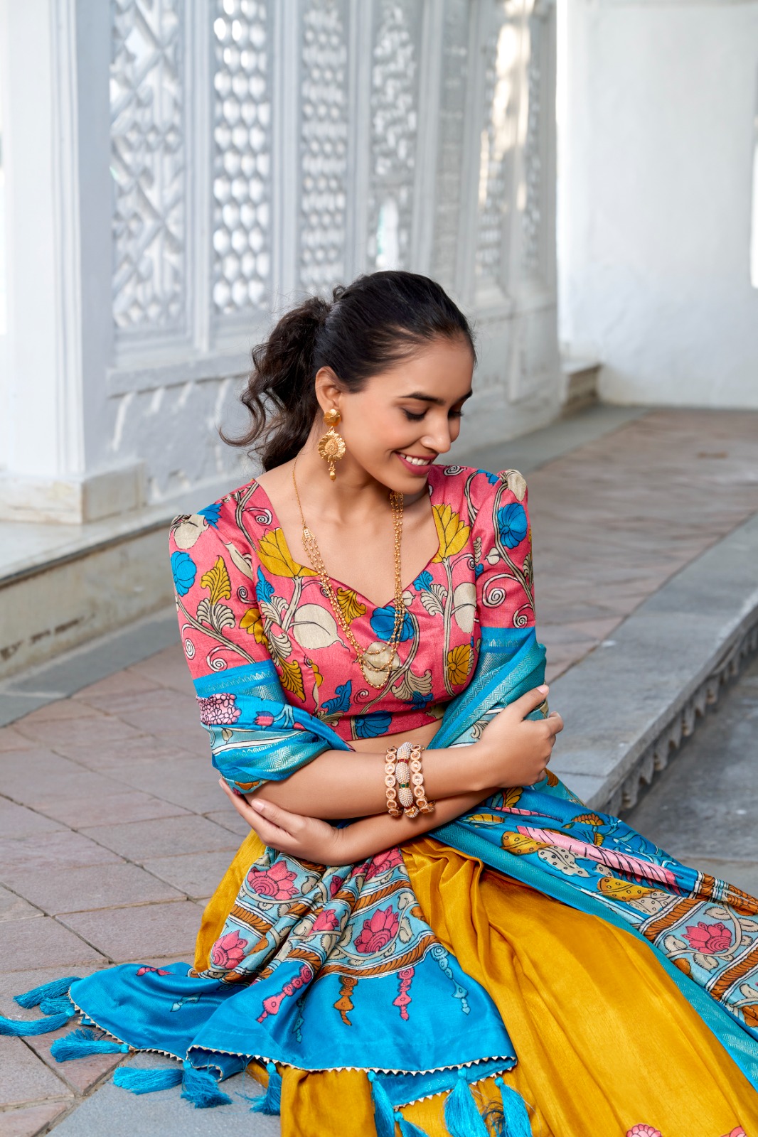 Sky Blue Dola Silk Print Zari Border Lehenga Choli | Lehenga, Bollywood Lehenga, Creative Lehenga, Designer Lehenga, Embroidered Lehenga, Party Wear Lehenga