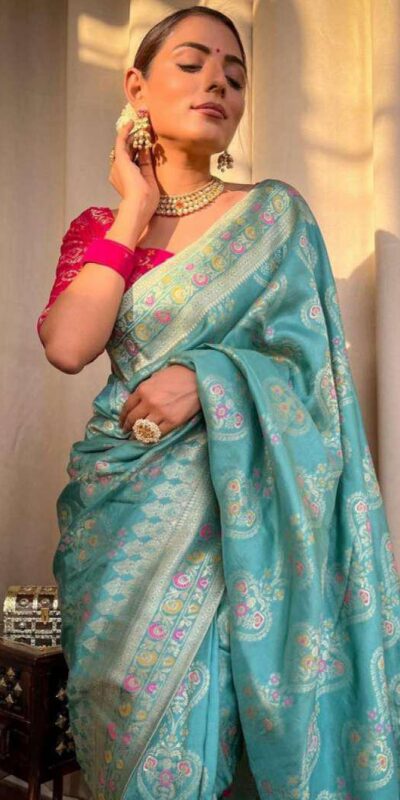 Sky Blue Soft Litchi Silk Kubera Pattu On All Over Saree | Sarees, Bollywood Sarees, Creative Sarees, Designer Sarees, Embroidered Sarees, Ethnic Saree, Modern Digital sarees, Party Wear Sarees