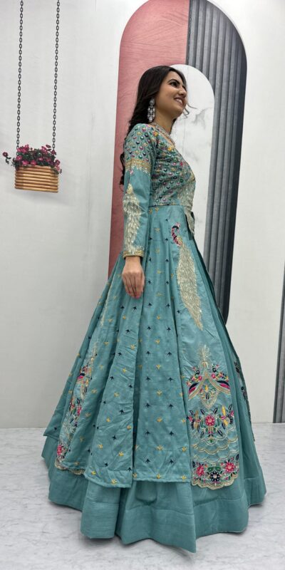 Sky Blue Vichitra Sequence Work Lehenga Choli | Lehenga, Bollywood Lehenga, Creative Lehenga, Designer Lehenga, Embroidered Lehenga, Party Wear Lehenga