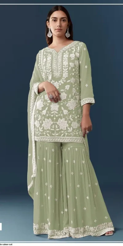 FC 727 Pista Chiffon Georgette Salwar Suit. Perfect for Wedding, Party, Baby Shower, Pooja, Temple Visit – Grab it for ₹2599. Delivery 4-6 Work | Jump Suits, Salwar suit, Casual Suits, Creative suits, Designer Suits, Palazzo Suits, Party Wear Suits, Patiala Suits, Straight Suits