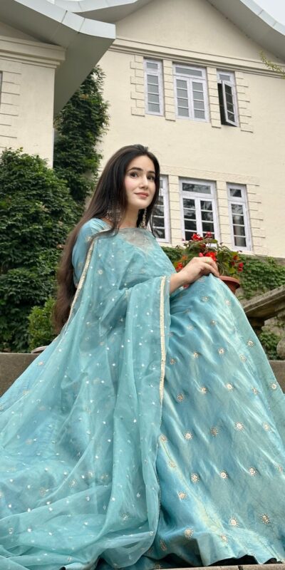 Solid Sky Blue Vichitra Silk Sequence Work Gown | Gowns, Bollywood Gowns, Creative Gowns, Designer Gowns, Embroidered Gowns, Party Wear Gowns