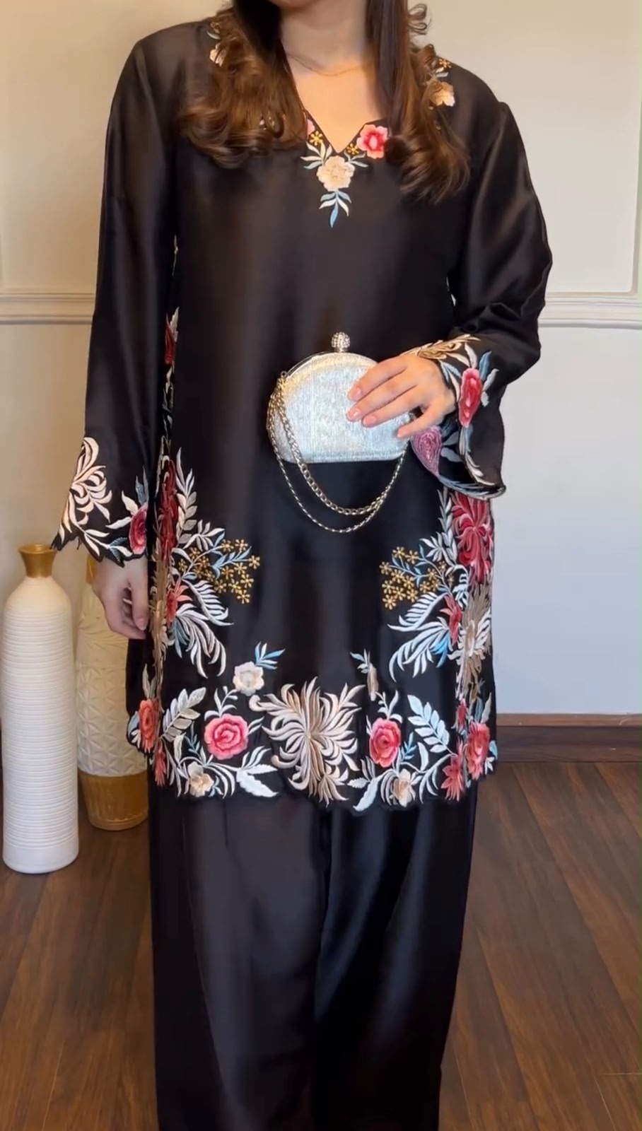 KD 1618 Black Rayon Satin Salwar Suit with Thread Embroidery. Affordable Price ₹1999. Delivery 4-6 Working Days. Shop now. | Jump Suits, Salwar suit, Casual Suits, Creative suits, Designer Suits, Palazzo Suits, Party Wear Suits, Patiala Suits, Straight Suits