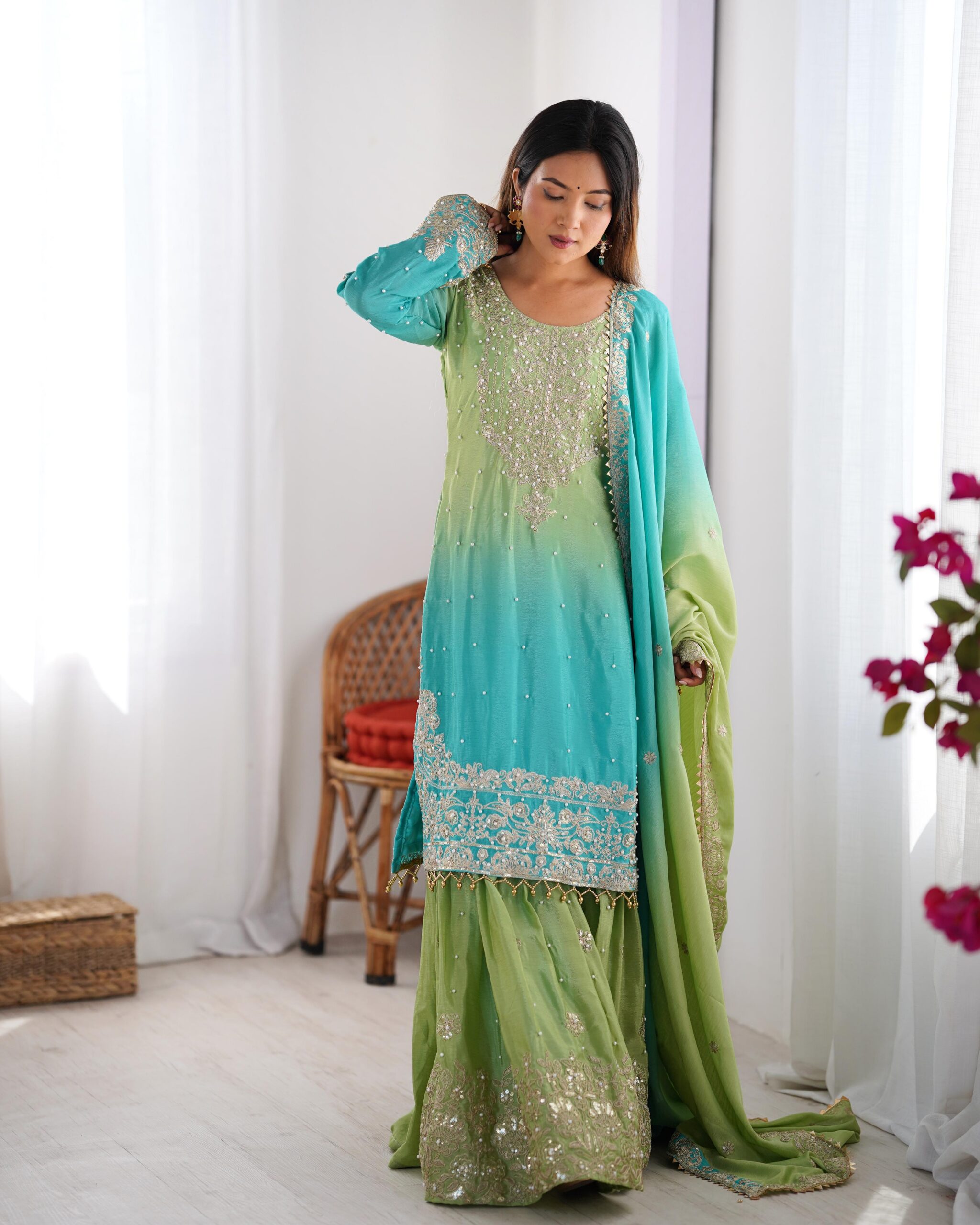KD 1498 Green Color Chinon Silk Designer Work Salwar Suit in Get it for ₹2499. Delivery 4-6 Working Days. Online Shop now. | Jump Suits, Salwar suit, Casual Suits, Creative suits, Designer Suits, Palazzo Suits, Party Wear Suits, Patiala Suits, Straight Suits