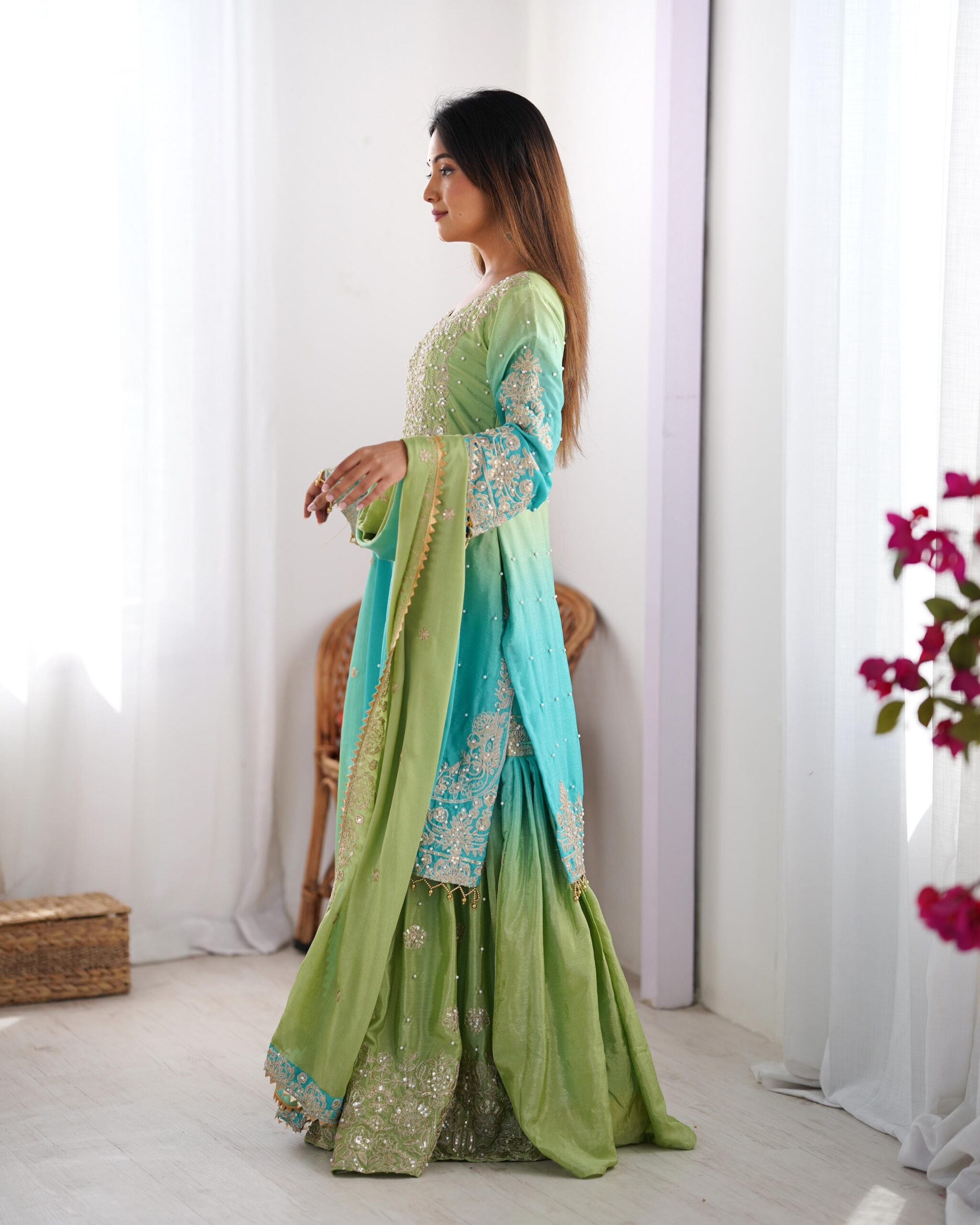 KD 1498 Green Color Chinon Silk Designer Work Salwar Suit in Get it for ₹2499. Delivery 4-6 Working Days. Online Shop now. | Jump Suits, Salwar suit, Casual Suits, Creative suits, Designer Suits, Palazzo Suits, Party Wear Suits, Patiala Suits, Straight Suits