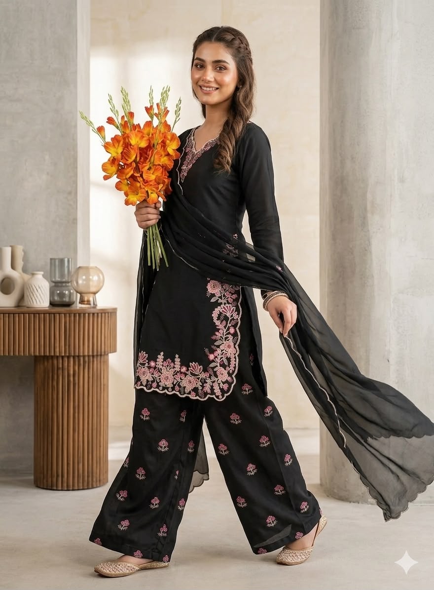 VLM 340 Black Franch Crape Salwar Suit Perfect for Wedding, Party, Sangeet, Makar Sankranti, Baby Shower . Grab it for ₹2099. Delivery 4-6 Working Days | Jump Suits, Salwar suit, Casual Suits, Creative suits, Designer Suits, Palazzo Suits, Party Wear Suits, Patiala Suits, Straight Suits