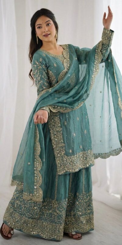 ZSR 3167 Sea Green Fendy Silk Salwar Suitwith Embroidery Work & Lace Work. Now at just ₹2149. Delivery 4-6 Working Days. Shop now. | Jump Suits, Salwar suit, Casual Suits, Creative suits, Designer Suits, Palazzo Suits, Party Wear Suits, Patiala Suits, Straight Suits