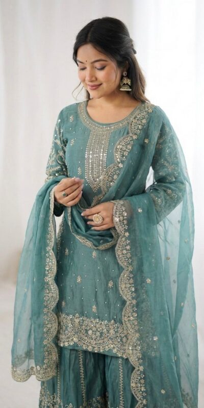ZSR 3167 Sea Green Fendy Silk Salwar Suitwith Embroidery Work & Lace Work. Now at just ₹2149. Delivery 4-6 Working Days. Shop now. | Jump Suits, Salwar suit, Casual Suits, Creative suits, Designer Suits, Palazzo Suits, Party Wear Suits, Patiala Suits, Straight Suits