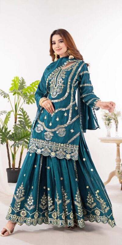 Teal Chinon Silk Embroider Lace Work Salwar Suit | Jump Suits, Salwar suit, Casual Suits, Creative suits, Designer Suits, Palazzo Suits, Party Wear Suits, Patiala Suits, Straight Suits
