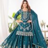 Teal Chinon Silk Embroider Lace Work Salwar Suit | Jump Suits, Salwar suit, Casual Suits, Creative suits, Designer Suits, Palazzo Suits, Party Wear Suits, Patiala Suits, Straight Suits