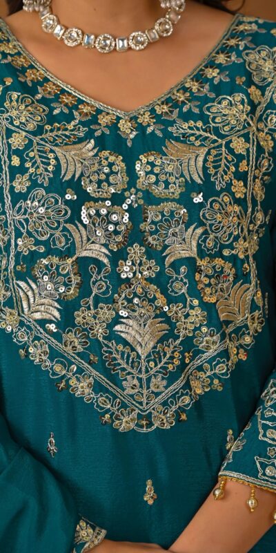 Teal Chinon Silk Embroidery Zari Work Lehenga Choli | Lehenga, Bollywood Lehenga, Creative Lehenga, Designer Lehenga, Embroidered Lehenga, Party Wear Lehenga