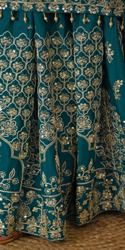 Teal Chinon Silk Embroidery Zari Work Lehenga Choli | Lehenga, Bollywood Lehenga, Creative Lehenga, Designer Lehenga, Embroidered Lehenga, Party Wear Lehenga