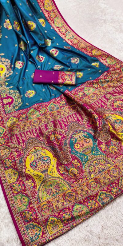 Teal Paithani Silk Border Lace Work Saree | Sarees, Bollywood Sarees, Creative Sarees, Designer Sarees, Embroidered Sarees, Ethnic Saree, Modern Digital sarees, Party Wear Sarees