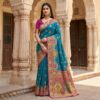 Teal Paithani Silk Woven Border Work Saree | Sarees, Bollywood Sarees, Creative Sarees, Designer Sarees, Embroidered Sarees, Ethnic Saree, Modern Digital sarees, Party Wear Sarees