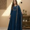 Teal Vichitra Silk Sequence Work Gown | Gowns, Bollywood Gowns, Creative Gowns, Designer Gowns, Embroidered Gowns, Party Wear Gowns