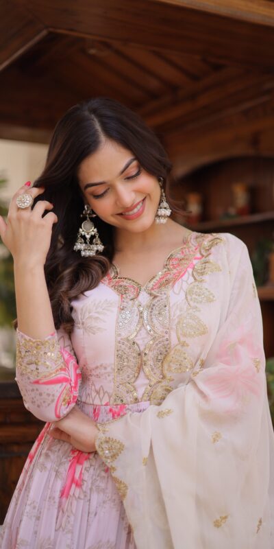KA 1243 CreamColor Russian Silk Gown with Zari Work & Embroidery Work. Now at just ₹2499. Delivery 4-6 Working Days. Shop now. | Gowns, Bollywood Gowns, Creative Gowns, Designer Gowns, Embroidered Gowns, Party Wear Gowns