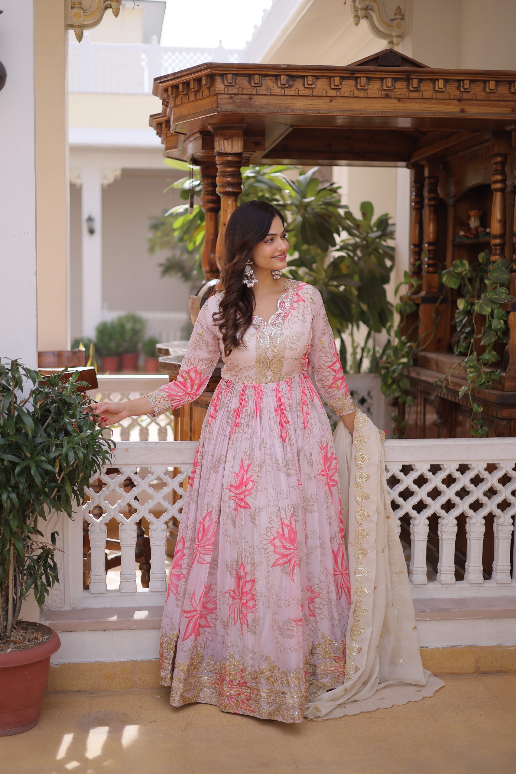 KA 1243 CreamColor Russian Silk Gown with Zari Work & Embroidery Work. Now at just ₹2499. Delivery 4-6 Working Days. Shop now. | Gowns, Bollywood Gowns, Creative Gowns, Designer Gowns, Embroidered Gowns, Party Wear Gowns