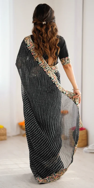 SP 79 Black Faux Georgette Saree Perfect for Wedding, Party, Lohri, Engagement, Baby Shower – . Now at just ₹1999. Delivery 4-6 Working Days. Shop now | Sarees, Bollywood Sarees, Creative Sarees, Designer Sarees, Embroidered Sarees, Ethnic Saree, Modern Digital sarees, Party Wear Sarees