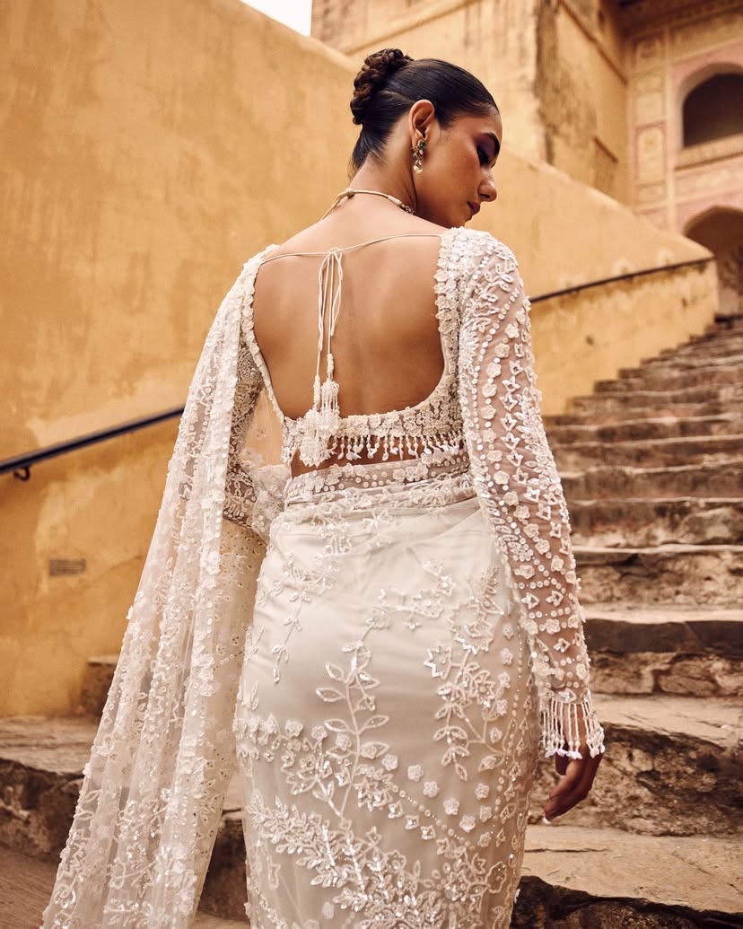 White Butterfly Net With Sequins Work Saree | Sarees, Bollywood Sarees, Creative Sarees, Designer Sarees, Embroidered Sarees, Ethnic Saree, Modern Digital sarees, Party Wear Sarees