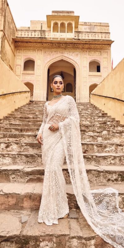 White Butterfly Net With Sequins Work Saree | Sarees, Bollywood Sarees, Creative Sarees, Designer Sarees, Embroidered Sarees, Ethnic Saree, Modern Digital sarees, Party Wear Sarees