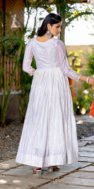 White Chinon Laheriya Print Gotta Patti Cording Work Anarkali Gown | Gowns, Bollywood Gowns, Creative Gowns, Designer Gowns, Embroidered Gowns, Party Wear Gowns, Straight Suits