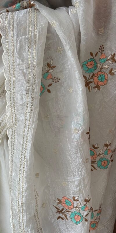 White Crush Organza Sequins Work Saree | Sarees, Bollywood Sarees, Creative Sarees, Designer Sarees, Embroidered Sarees, Ethnic Saree, Modern Digital sarees, Party Wear Sarees