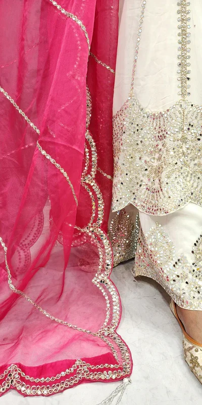White Faux Georgette Sequence Thread Work Salwar Suit | Jump Suits, Salwar suit, Casual Suits, Creative suits, Designer Suits, Palazzo Suits, Party Wear Suits, Patiala Suits, Straight Suits