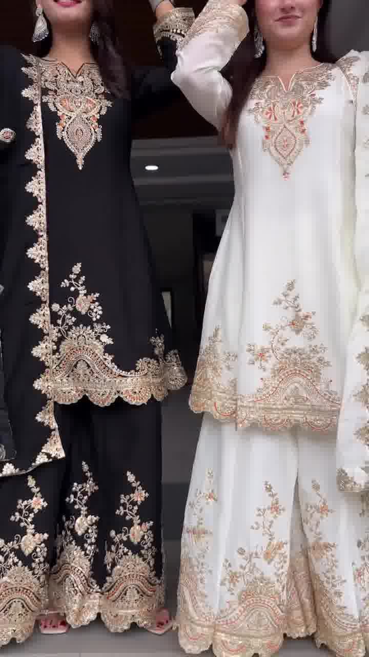 White fox Georgette Embroidery Work Salwar Suit | Jump Suits, Tops & Bottoms, Track Suits, Salwar suit, Casual Suits, Creative suits, Designer Suits, Palazzo Suits, Party Wear Suits, Patiala Suits, Straight Suits, Trendy Wear