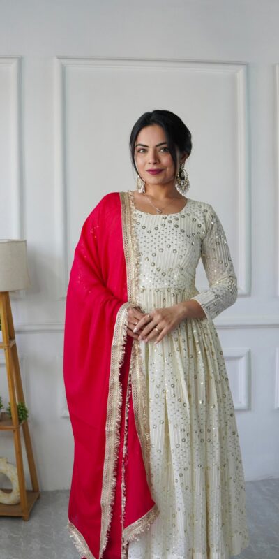 White Fox Georgette Heavy Embroidery Work Salwar Suit | Jump Suits, Salwar suit, Casual Suits, Creative suits, Designer Suits, Palazzo Suits, Party Wear Suits, Patiala Suits, Straight Suits