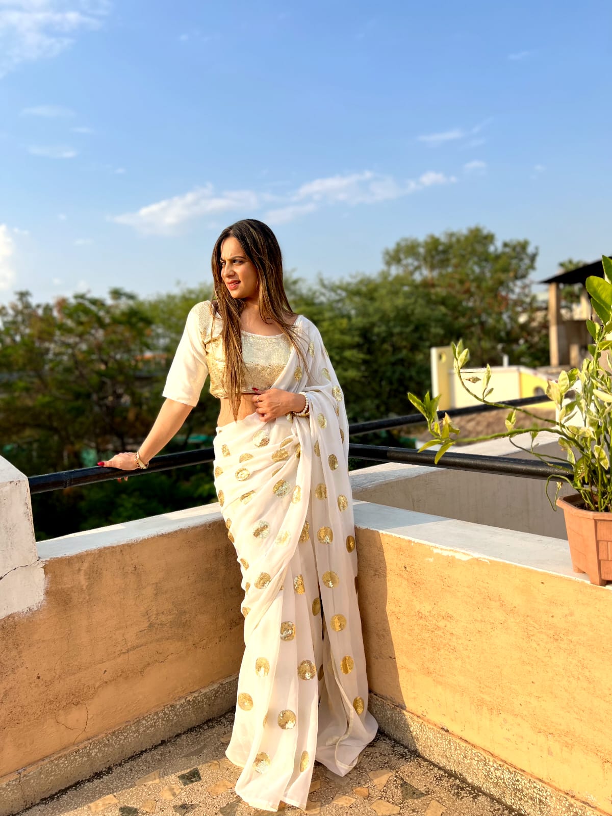 White Georgette Embroidery Sequence Saree | Sarees, Bollywood Sarees, Creative Sarees, Designer Sarees, Embroidered Sarees, Ethnic Saree, Modern Digital sarees, Party Wear Sarees
