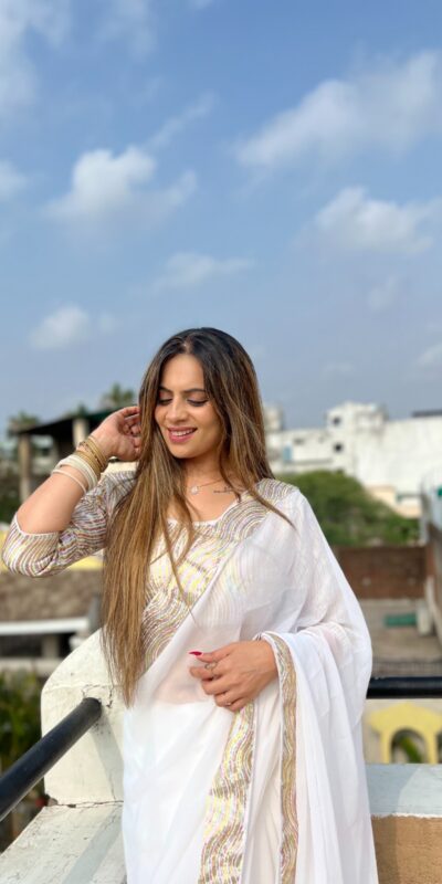 White Georgette Heavy Sequin Saree | Sarees, Bollywood Sarees, Creative Sarees, Designer Sarees, Embroidered Sarees, Ethnic Saree, Modern Digital sarees, Party Wear Sarees