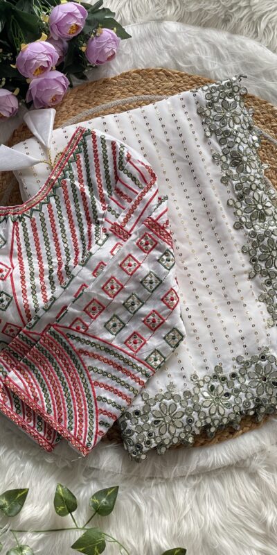 White Georgette Sequence Print Saree | Sarees, Bollywood Sarees, Creative Sarees, Designer Sarees, Embroidered Sarees, Ethnic Saree, Modern Digital sarees, Party Wear Sarees
