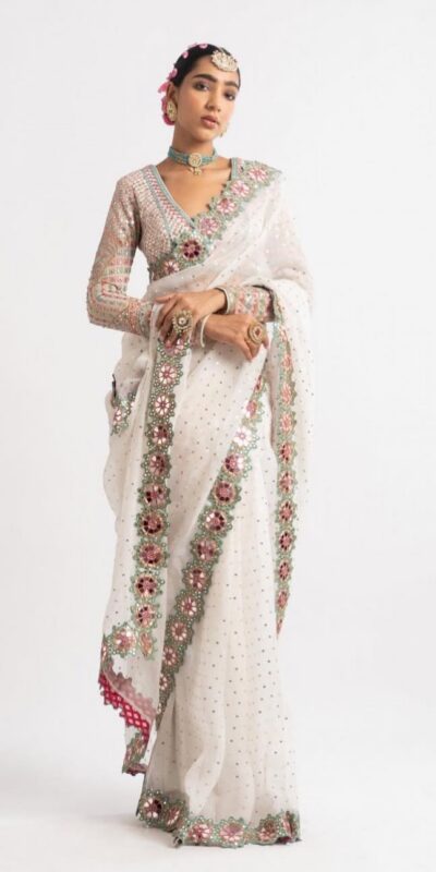 White Georgette Sequence Print Saree | Sarees, Bollywood Sarees, Creative Sarees, Designer Sarees, Embroidered Sarees, Ethnic Saree, Modern Digital sarees, Party Wear Sarees