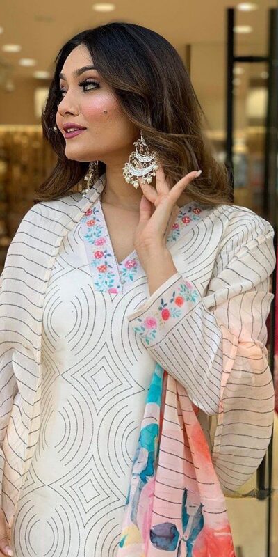 White Maslin Digital Printed Salwar Suit | Jump Suits, Salwar suit, Casual Suits, Creative suits, Designer Suits, Palazzo Suits, Party Wear Suits, Patiala Suits, Straight Suits