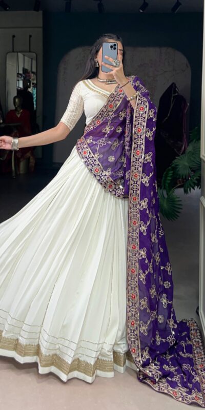 White Rayon Lace Touch Up Lehenga Choli | Lehenga, Bollywood Lehenga, Creative Lehenga, Designer Lehenga, Embroidered Lehenga, Party Wear Lehenga