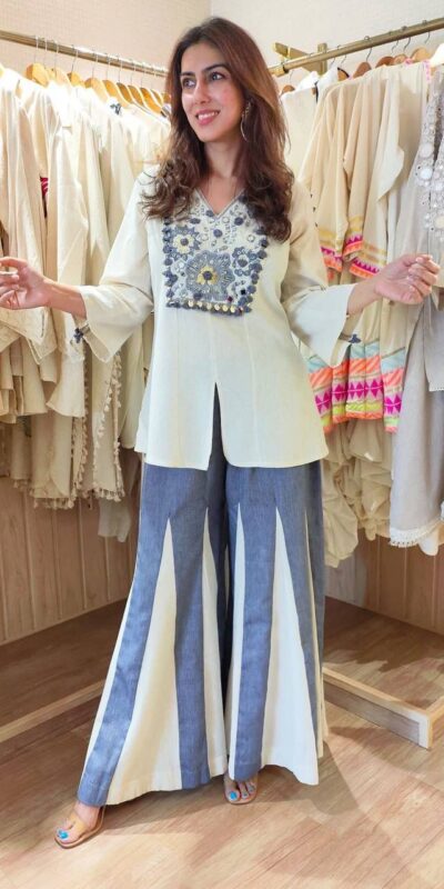 White Roman Silk Mirror Embroidery Work Salwar Suit | Jump Suits, Tops & Bottoms, Track Suits, Salwar suit, Casual Suits, Creative suits, Designer Suits, Palazzo Suits, Party Wear Suits, Patiala Suits, Straight Suits, Trendy Wear